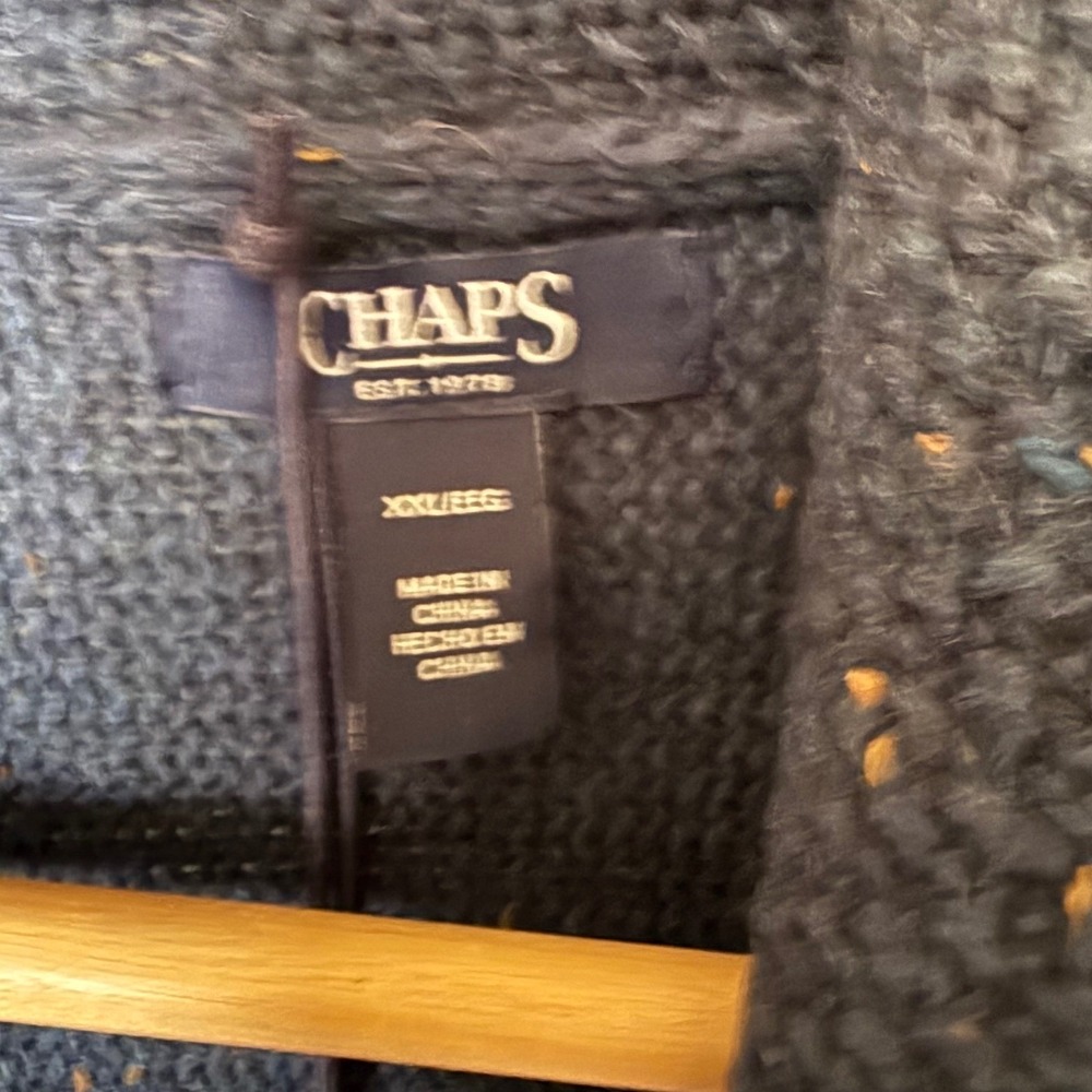 Chaps Cable Neck Cardigan Women XXL Navy Blue NWT Marled Open Front Sweater - Picture 3 of 8